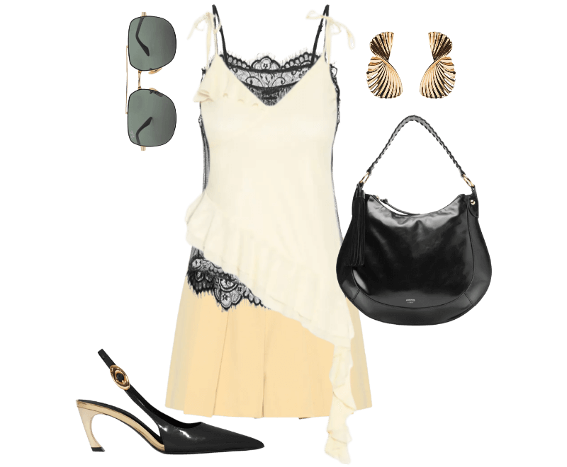 Look feminino casual chic com vestido rendado