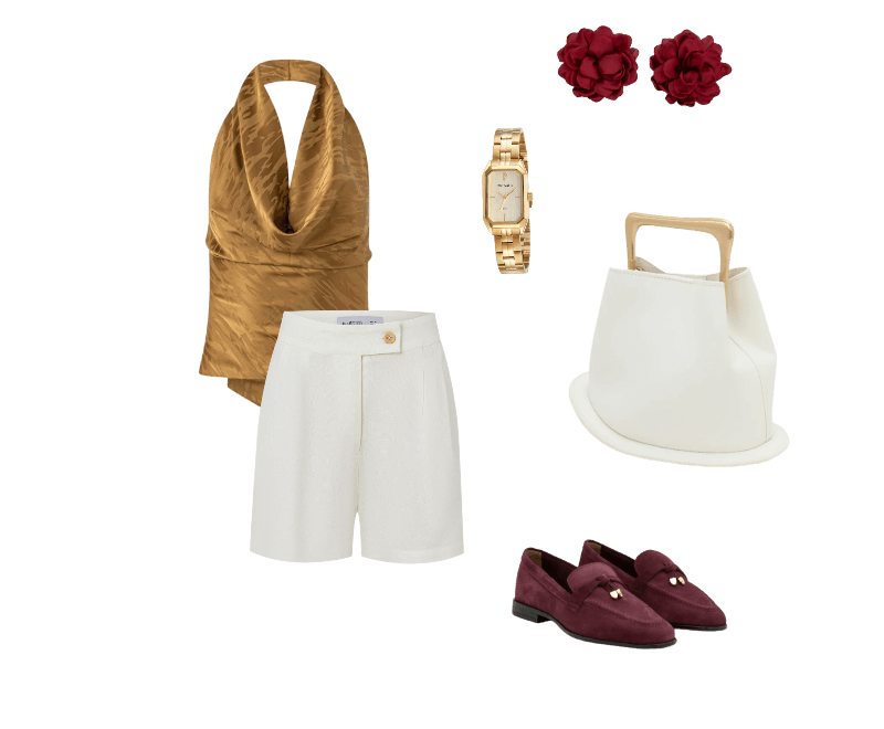 Look elegante de verão com short branco