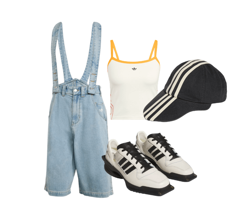 Regata Flames ; adidas x Jeremy Scott Denim Dungaree ; BONÉ THUG CLUB SWORD ; Tênis FORUM CUBISM