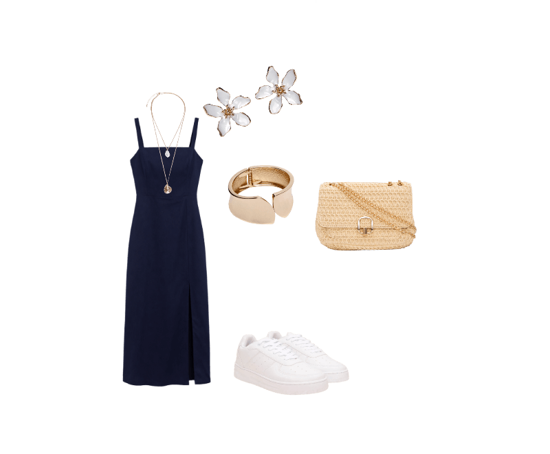 Look casual chic para verão com vestido azul