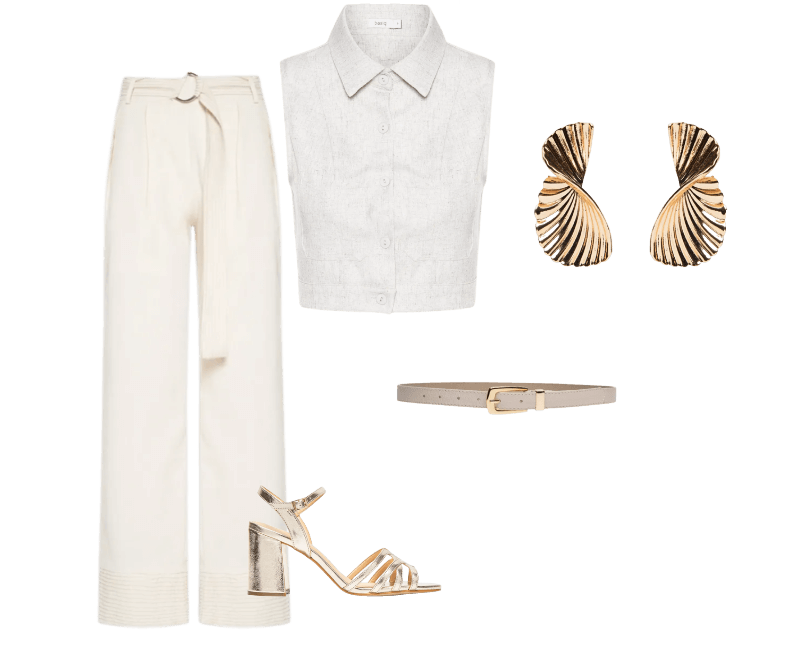 Look elegante de verão com alfaiataria clara