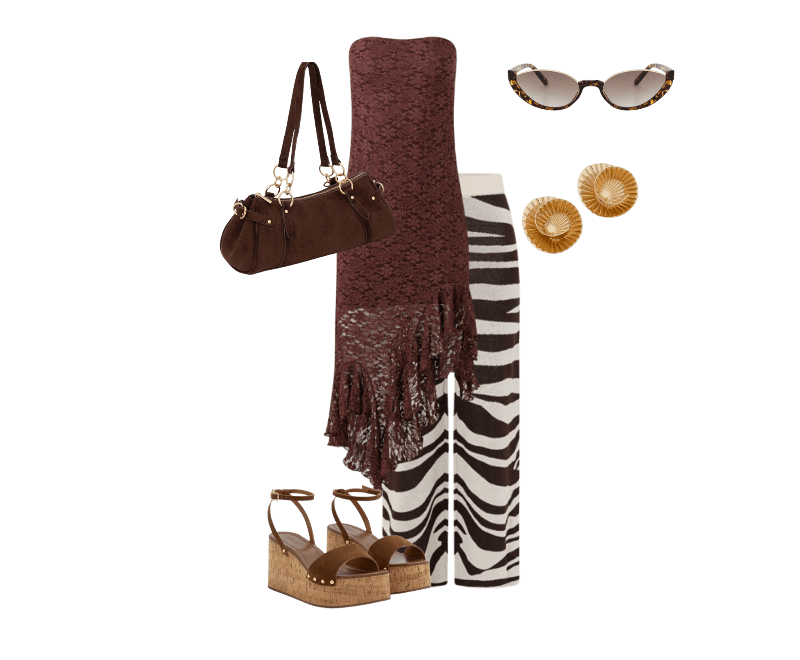 Look feminino de verão com vestido marrom