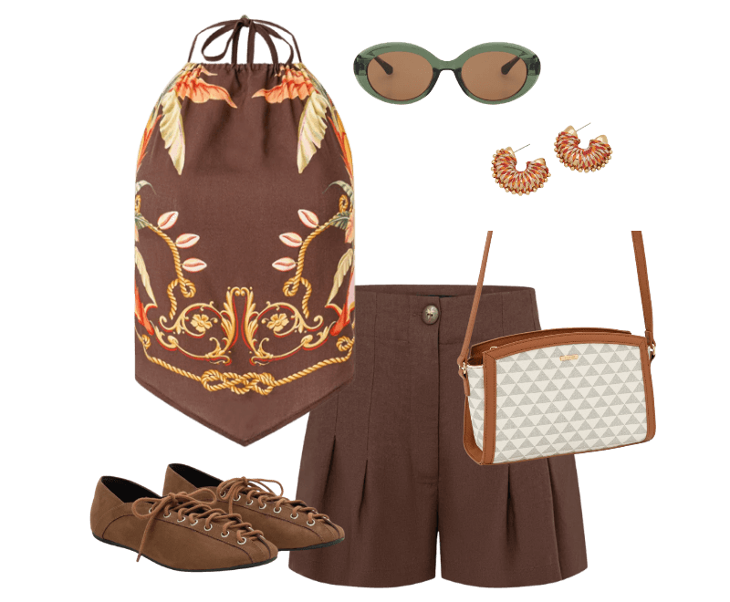 Look casual feminino para passeio com top estampado