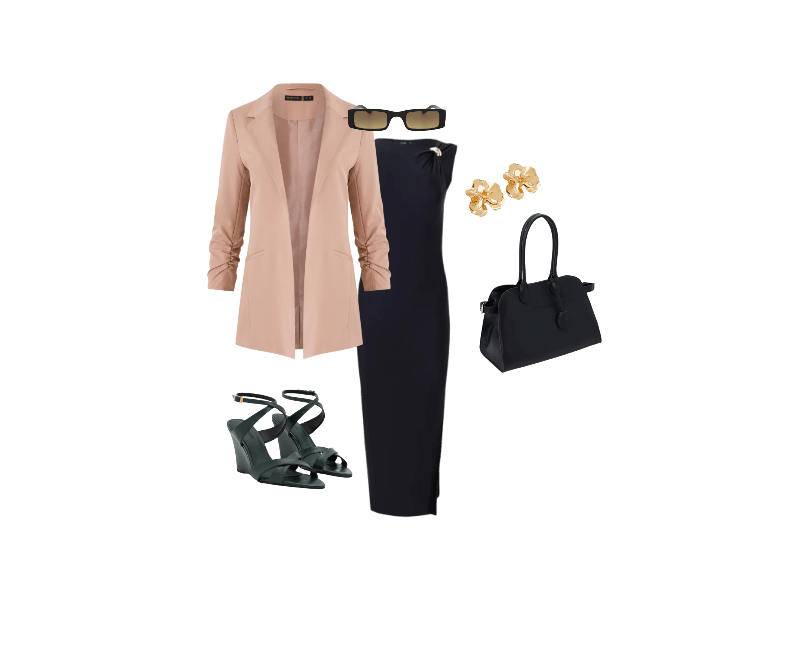 Look elegante de trabalho com vestido preto