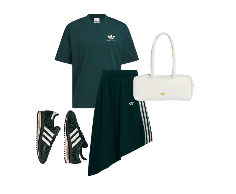 Look casual feminino com saia assimétrica esportiva
