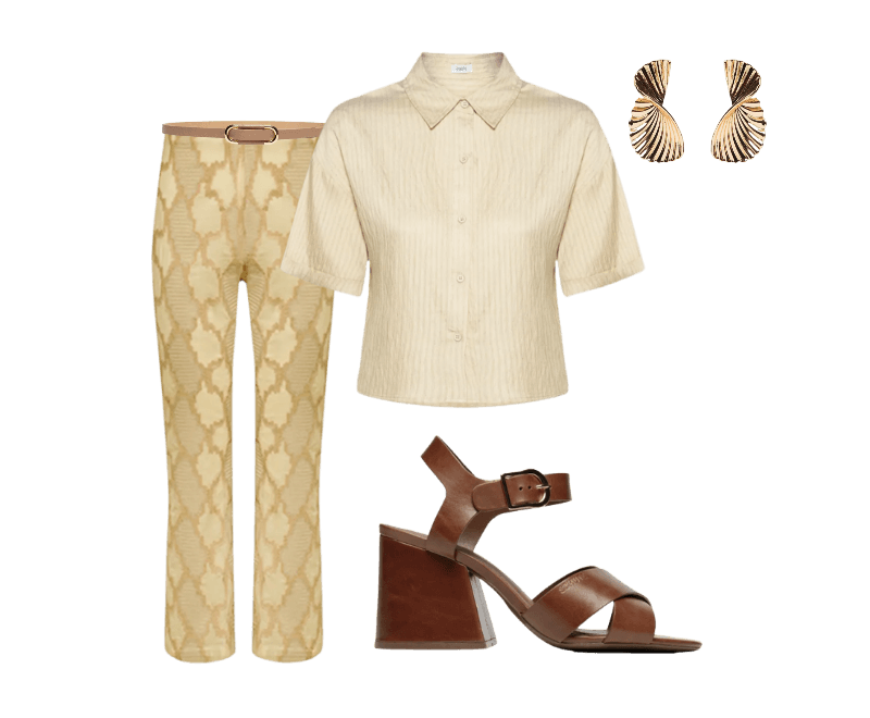 Look casual chic com calça estampada