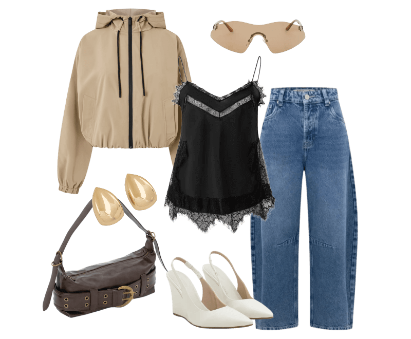 Look casual chic feminino com jeans e top de renda