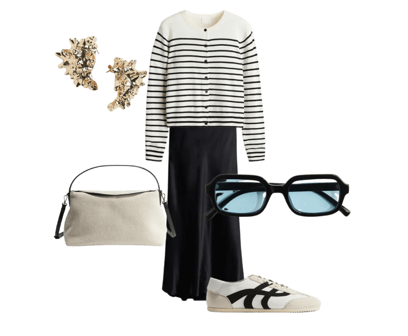 Look casual feminino com suéter listrado