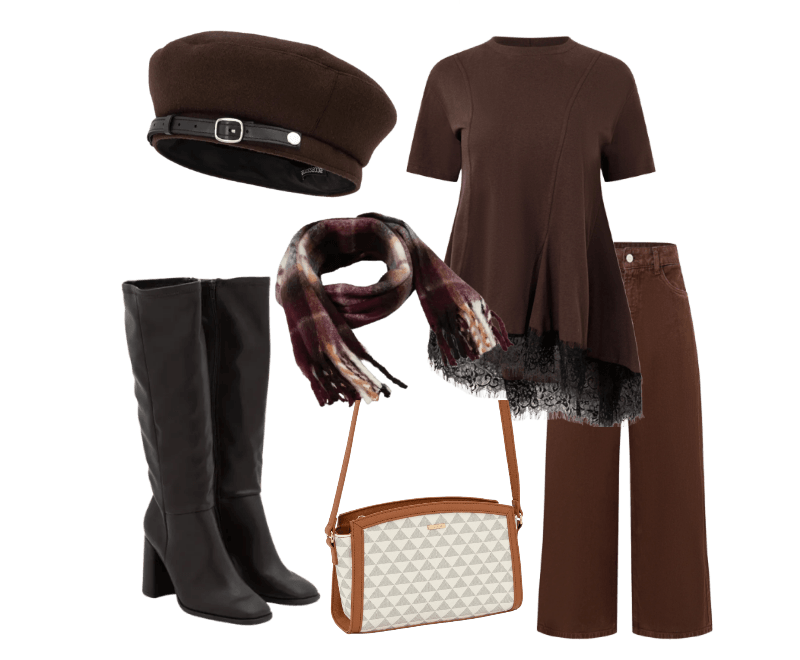 Look outono elegante com botas altas