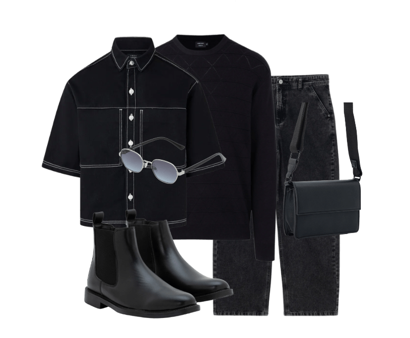 Look masculino urbano com camisa preta