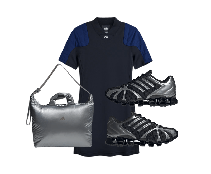 VESTIDO MIAOU ; Tênis Mega Ghostride ; Shoulder Bag Metal