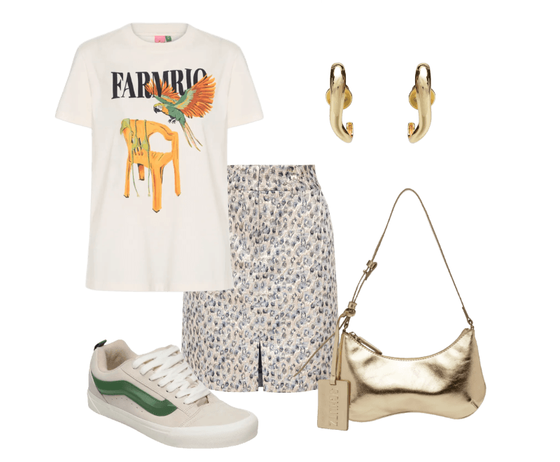 Tênis Masculino UA Knu Skool Cinza Vans ; Camiseta Feminina Fit Cadeira E Biquini Off White Farm ; Brinco Feminino New Organic Bold Dourado Andressa Delamuta ; Bolsa Feminina Média Stellare Tecno Dourado Schutz ; Saia Carol Bege Le Lis