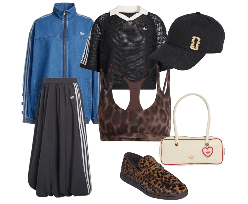 BONÉ COM EMBLEMA OFICIAL DA COPA DO MUNDO ; Bolsa ELONGATED AIRLINER ; Top esportivo de suporte leve Optime Leopard Strappy ; TÊNIS HANDBALL SPEZIAL ; POLO CROCHÊ ; Saia Longa Balloon ; JAQUETA JEANS FIREBIRD ADILENIUM
