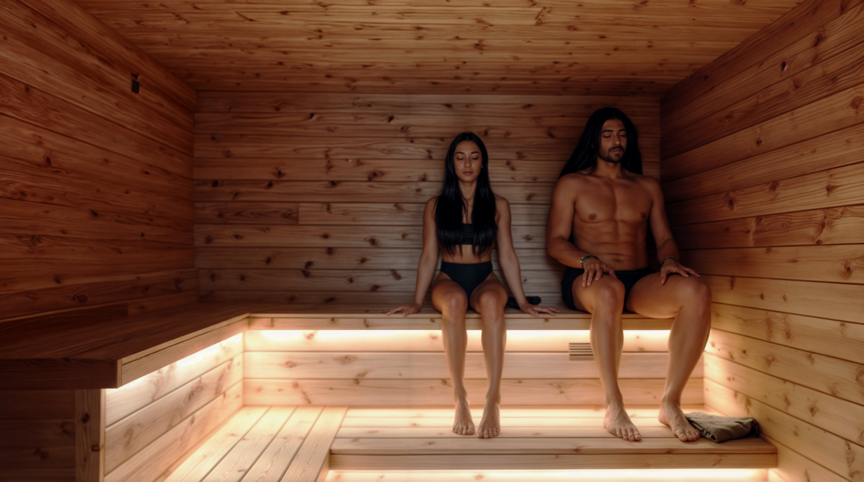 Authentic Finnish sauna interior at Löyly Nordic Spa