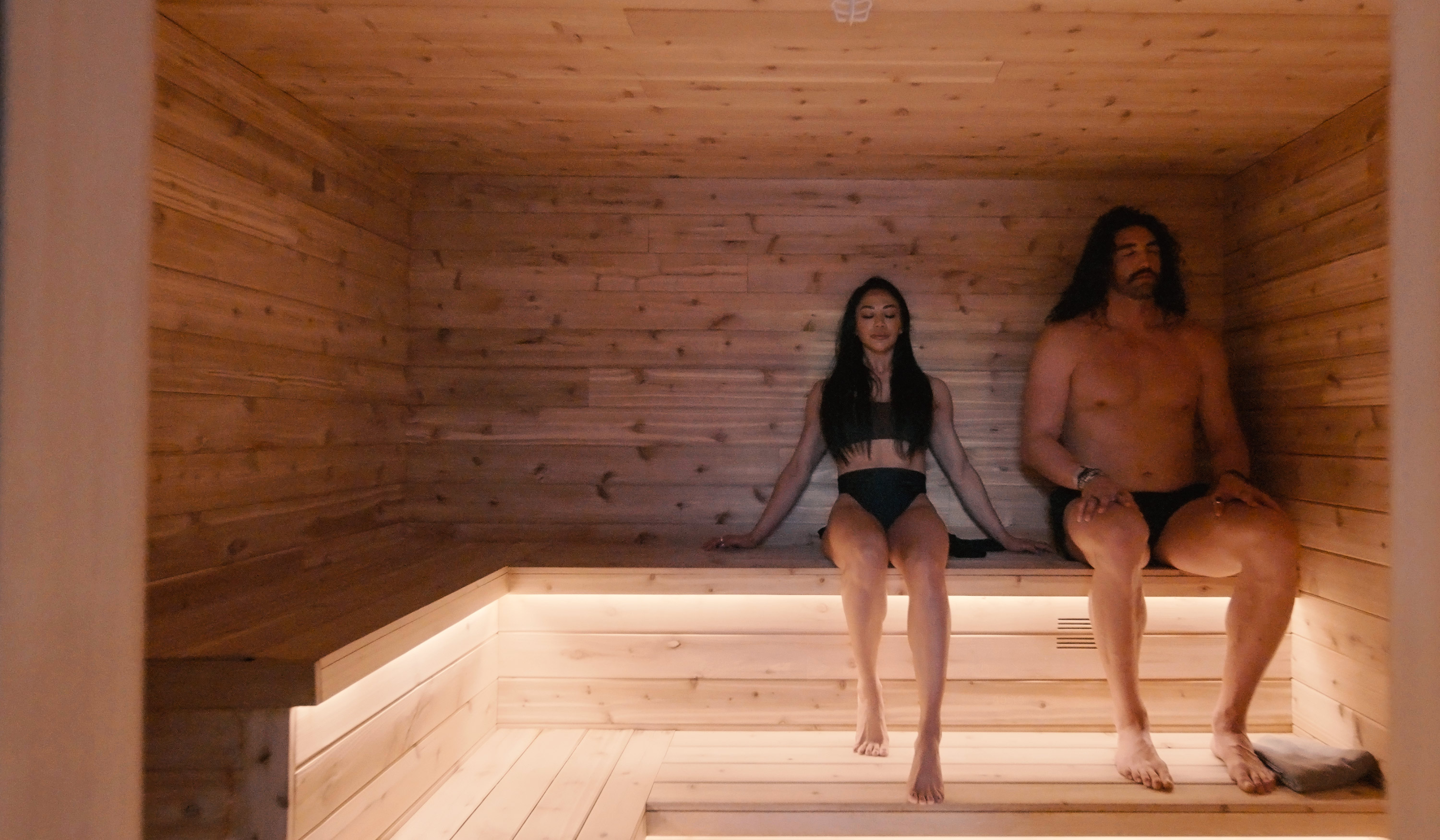 Guests relaxing in the sauna at Löyly Nordic Spa
