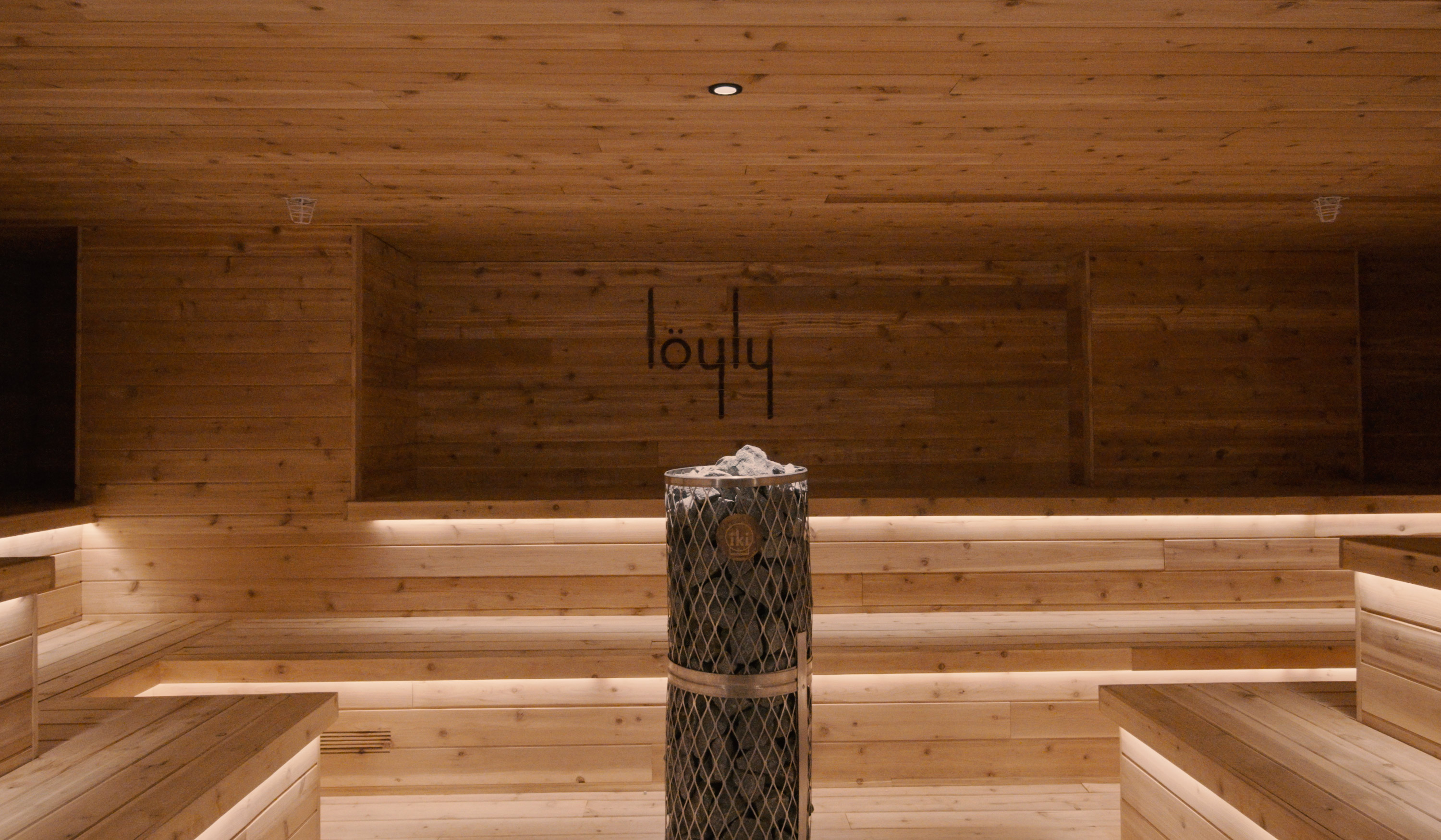 Spacious sauna at Löyly Nordic Spa