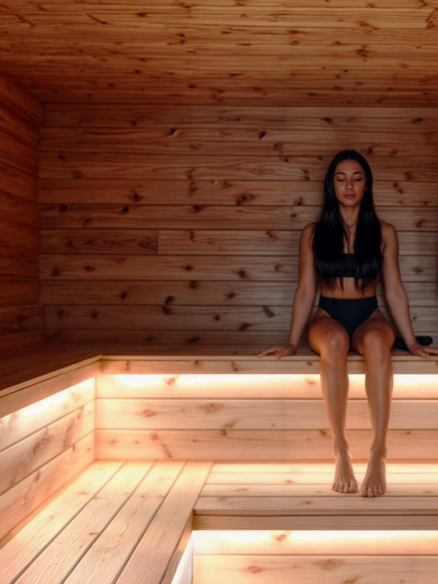 Sauna interior at Löyly Nordic Spa Fort Union