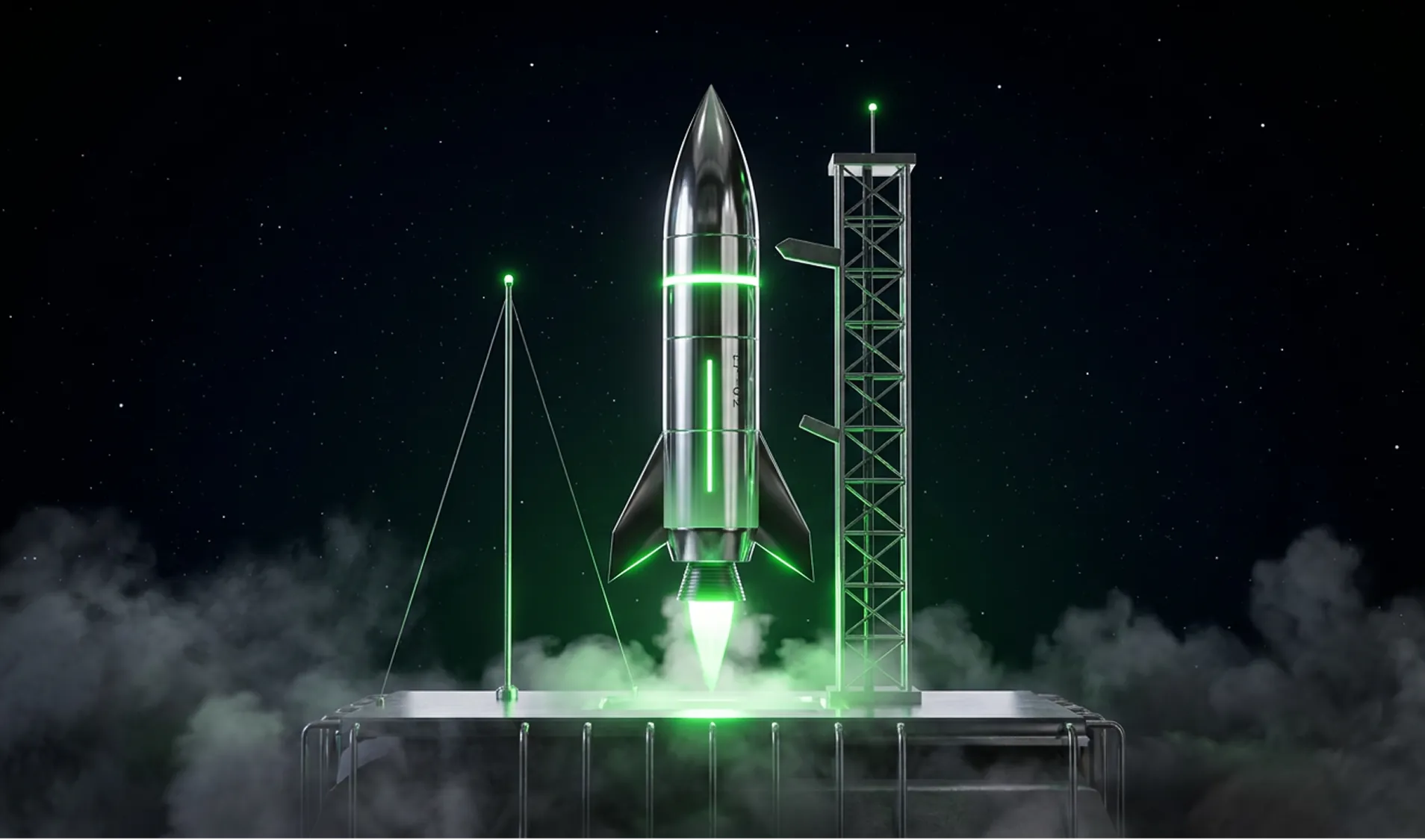 The X-ULTRA rocket on its launch tower