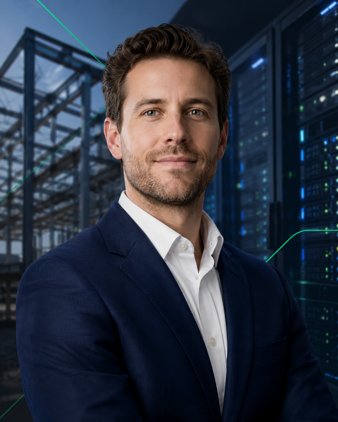 Senior data center construction executive on a mission-critical project site