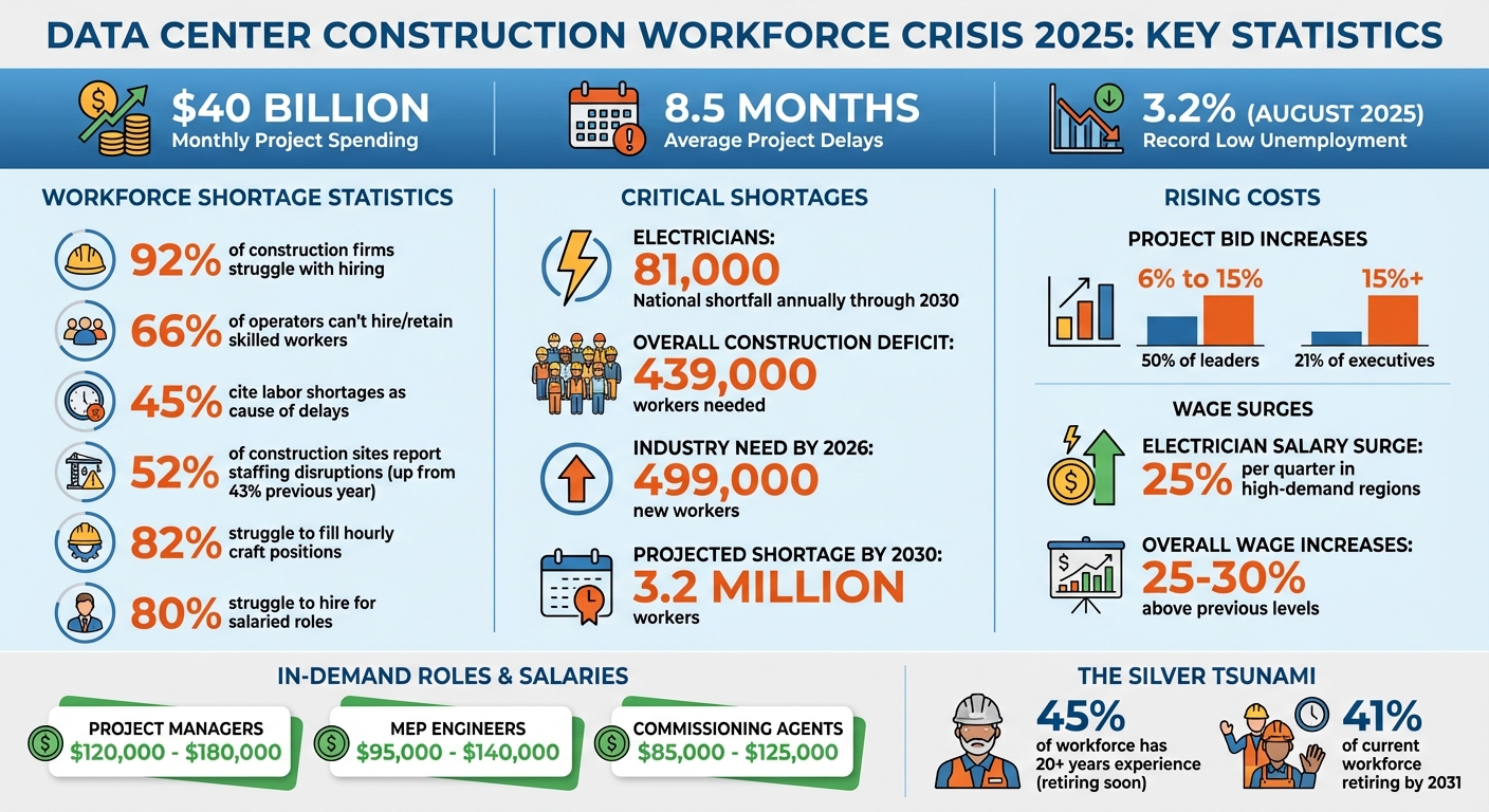 Data Center Construction Workforce Crisis 2025: Key Statistics and Salary Trends