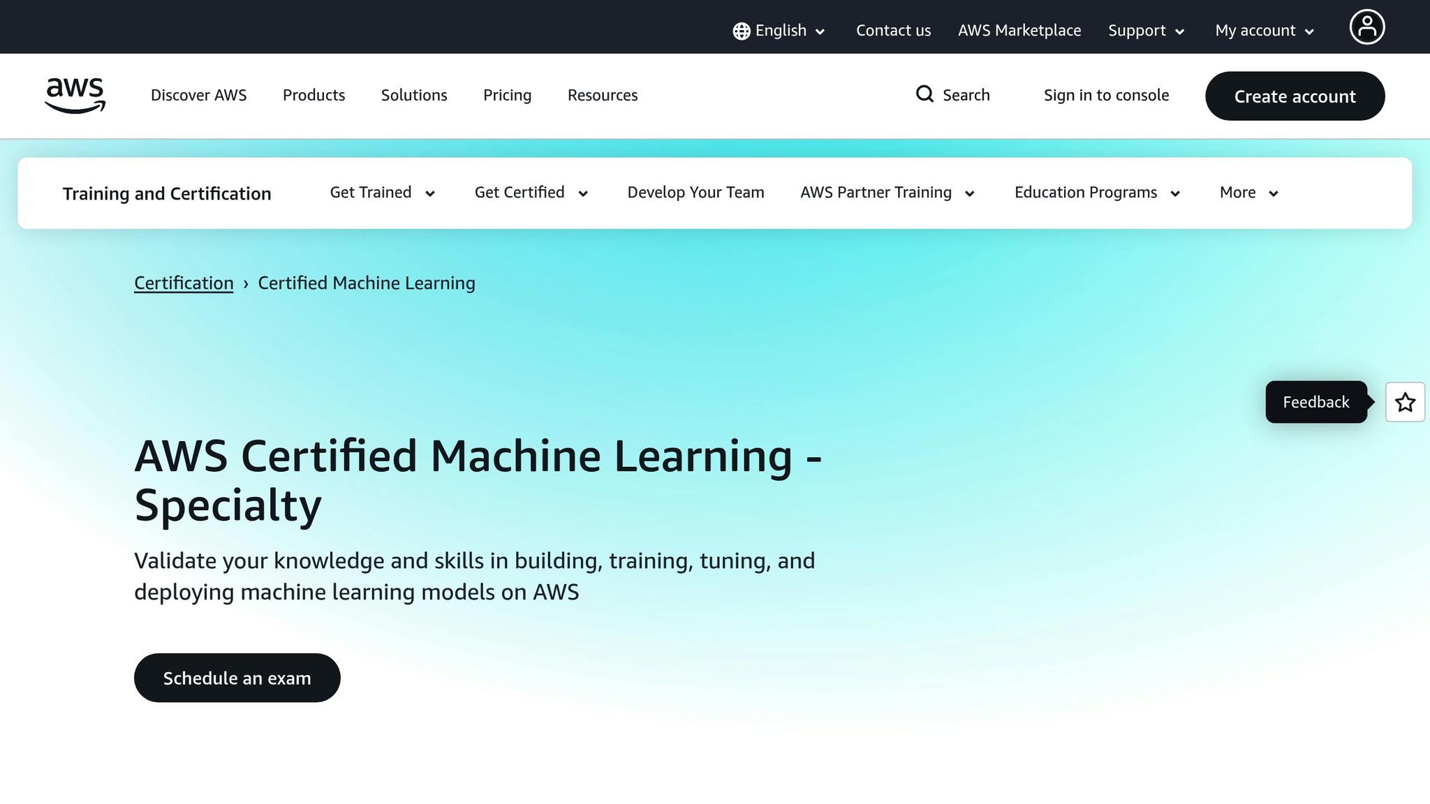AWS Certified Machine Learning - Specialty