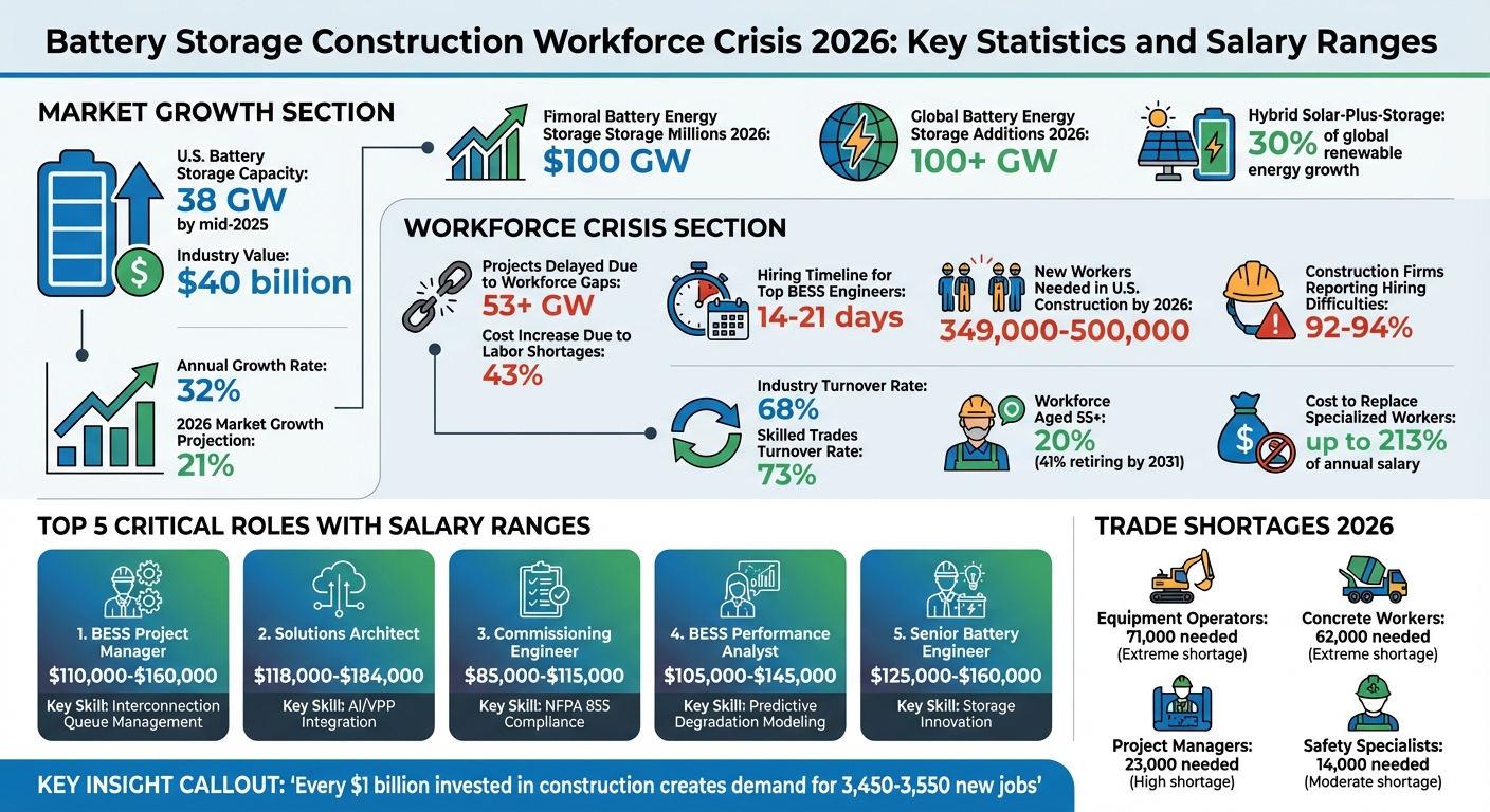 Battery Storage Construction Workforce Crisis 2026: Key Statistics and Salary Ranges