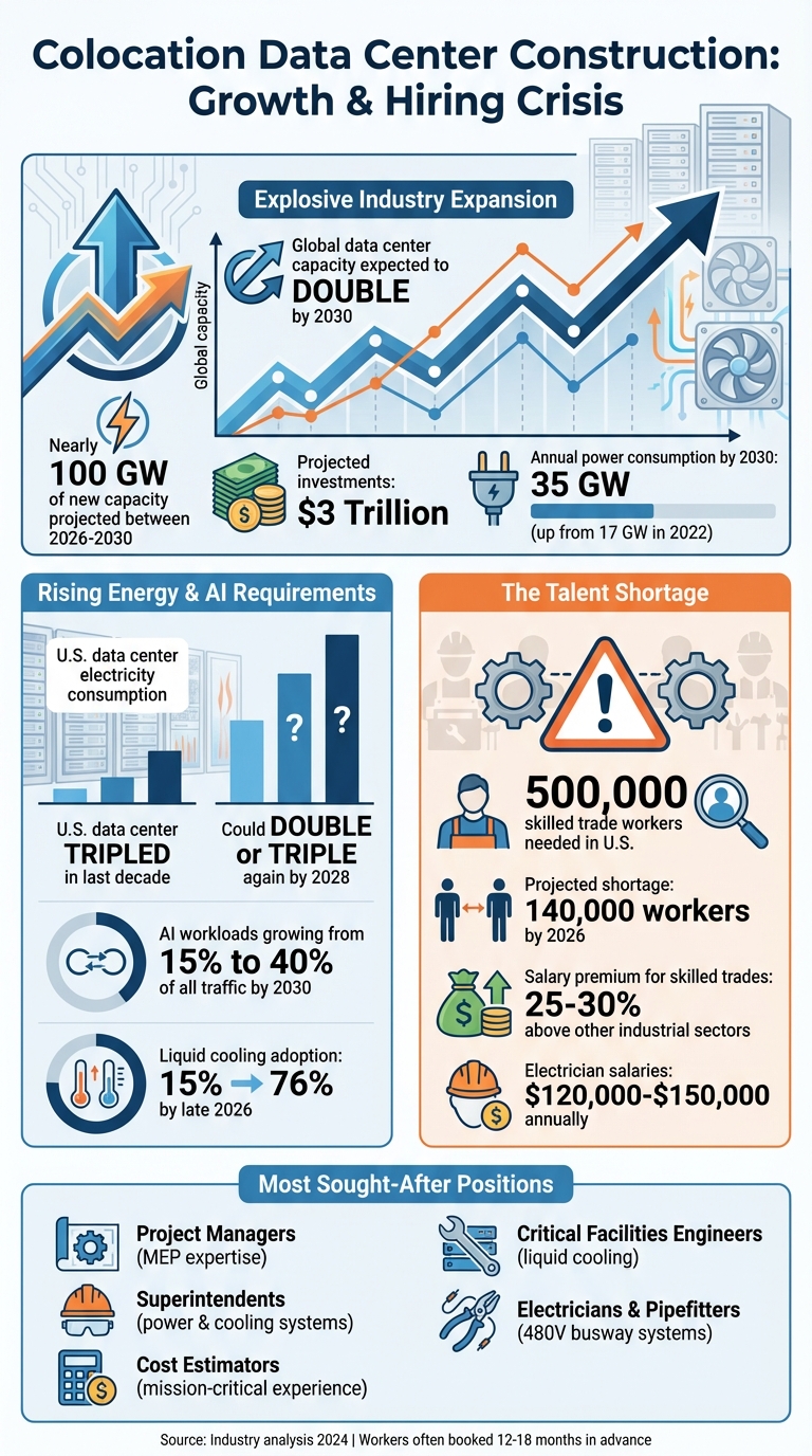 Colocation Data Center Construction Hiring Statistics and Growth Projections 2024-2030