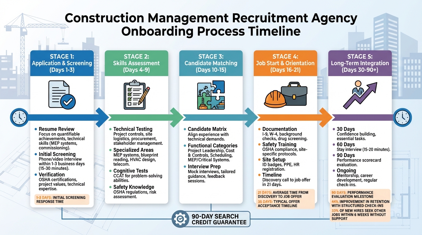 Construction Management Recruitment Agency Onboarding Process Timeline