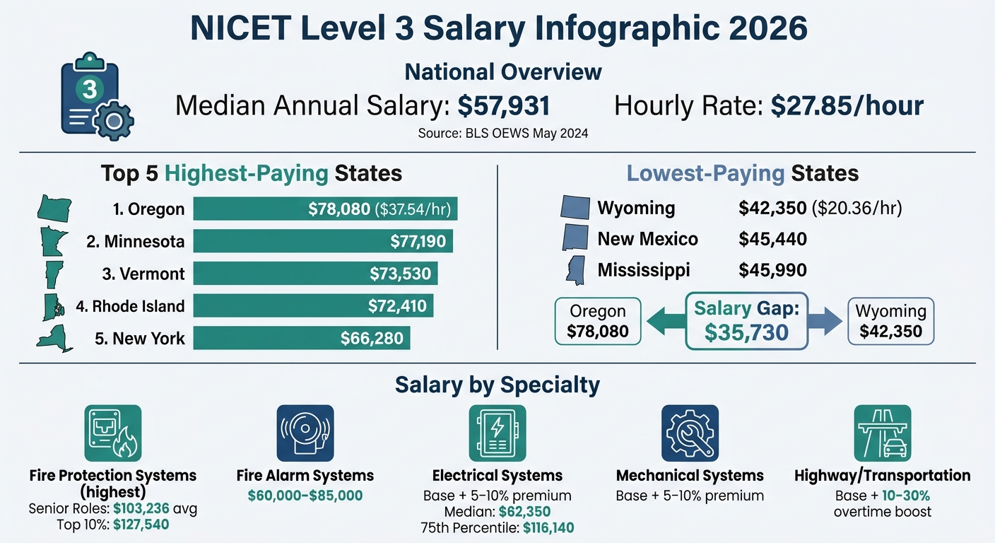 NICET Level 3 Salary Comparison by State and Specialty 2026