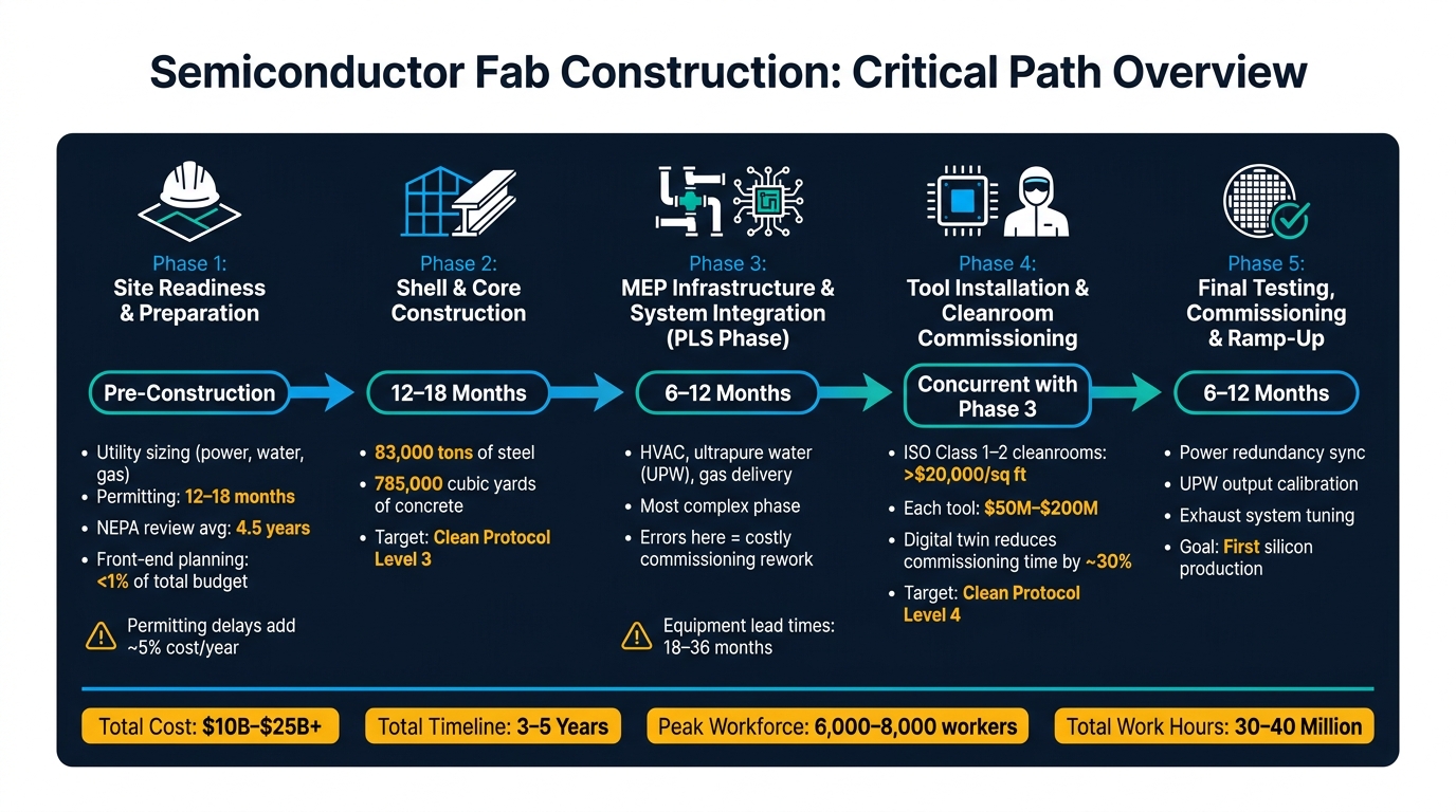 Semiconductor Fab Construction: Phases, Timelines & Key Milestones