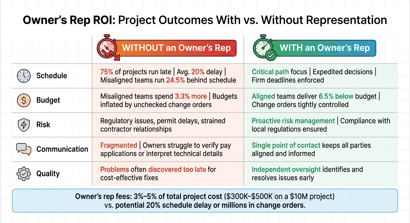 Owner's Rep ROI: Project Outcomes With vs. Without Representation