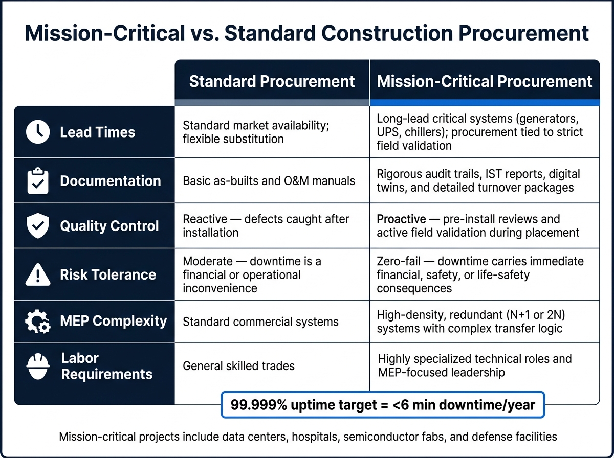 Mission-Critical vs. Standard Construction Procurement: Key Differences