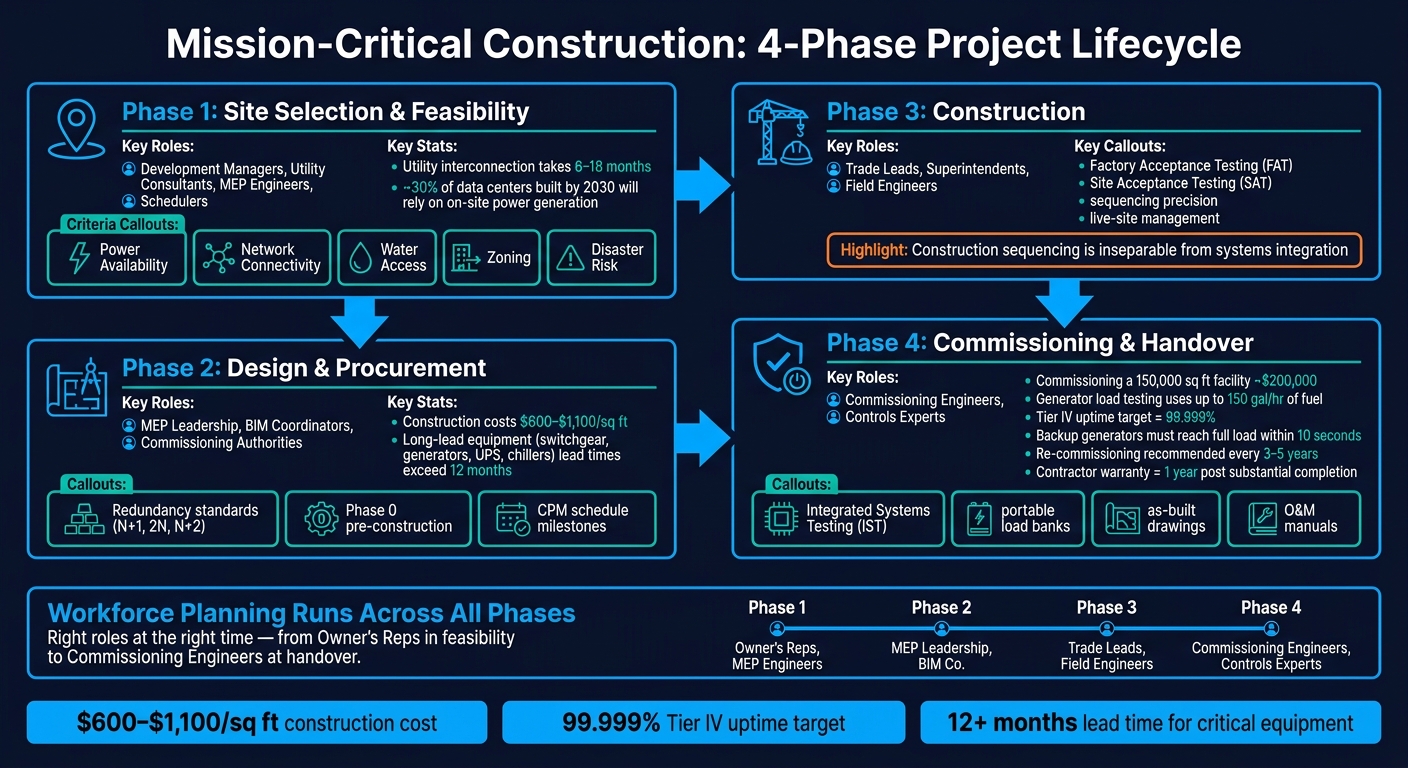Mission-Critical Construction: 4-Phase Project Lifecycle