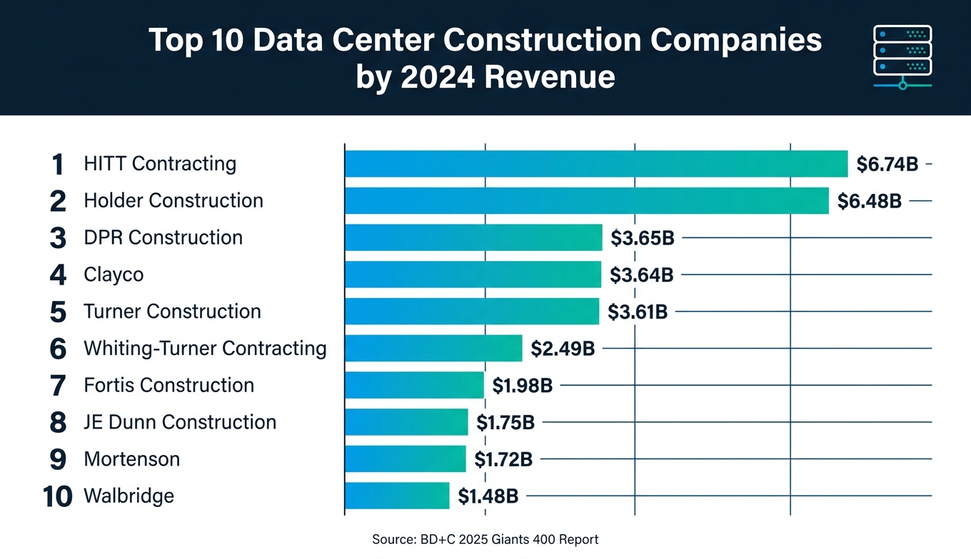 Top 10 Data Center Construction Companies by 2024 Revenue