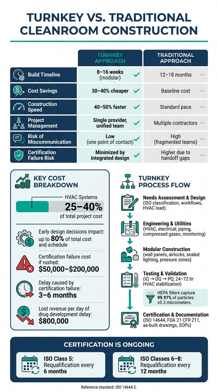 Turnkey vs. Traditional Cleanroom Construction: Cost, Time & Key Deliverables