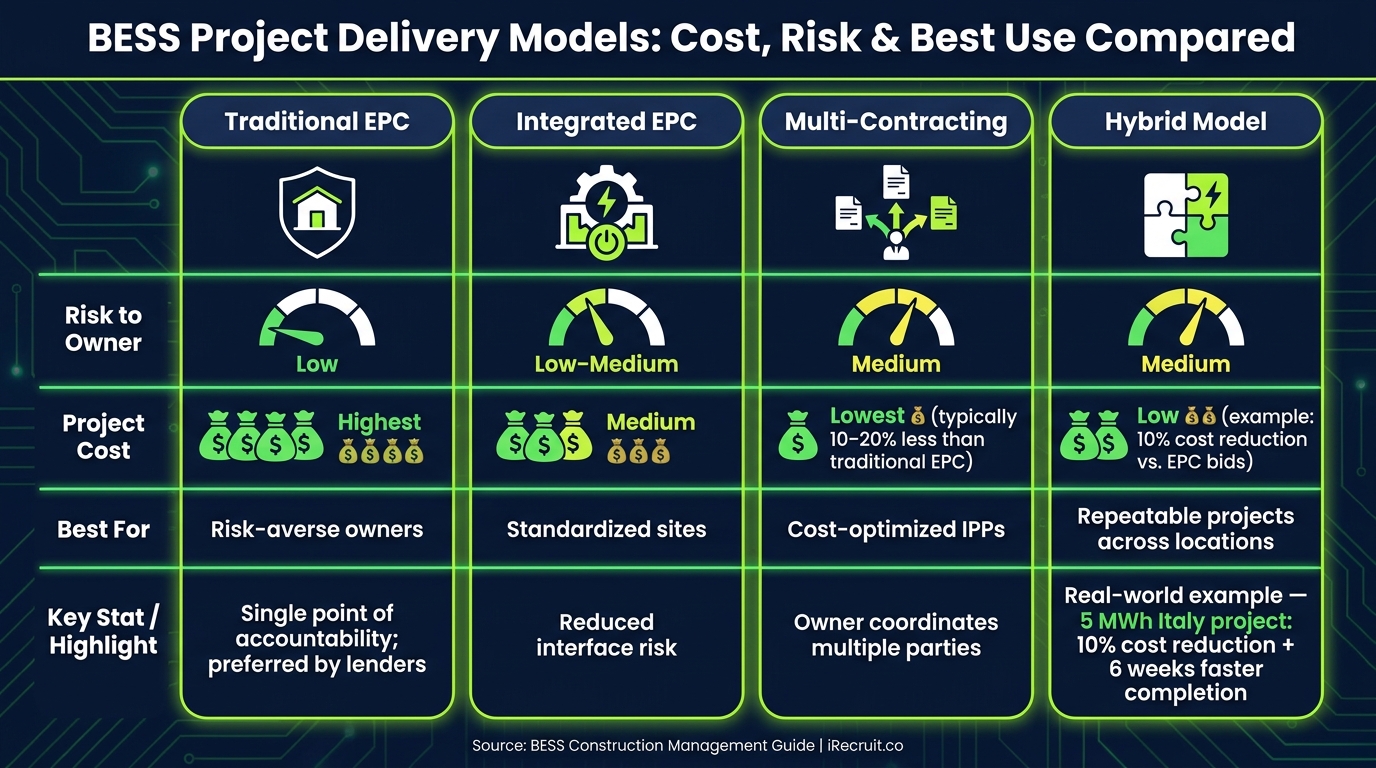 BESS Project Delivery Models: Cost, Risk & Best Use Compared