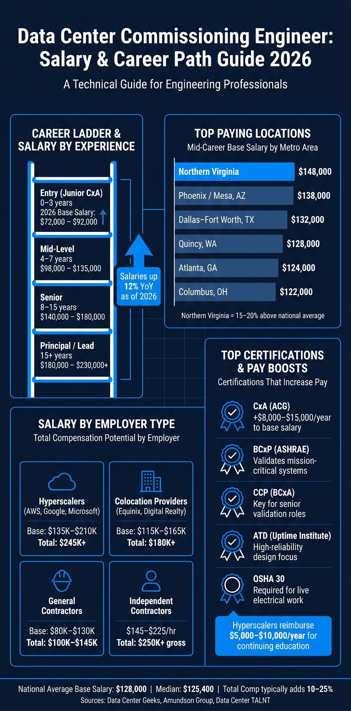 Data Center Commissioning Engineer Salary by Experience & Career Path (2026)