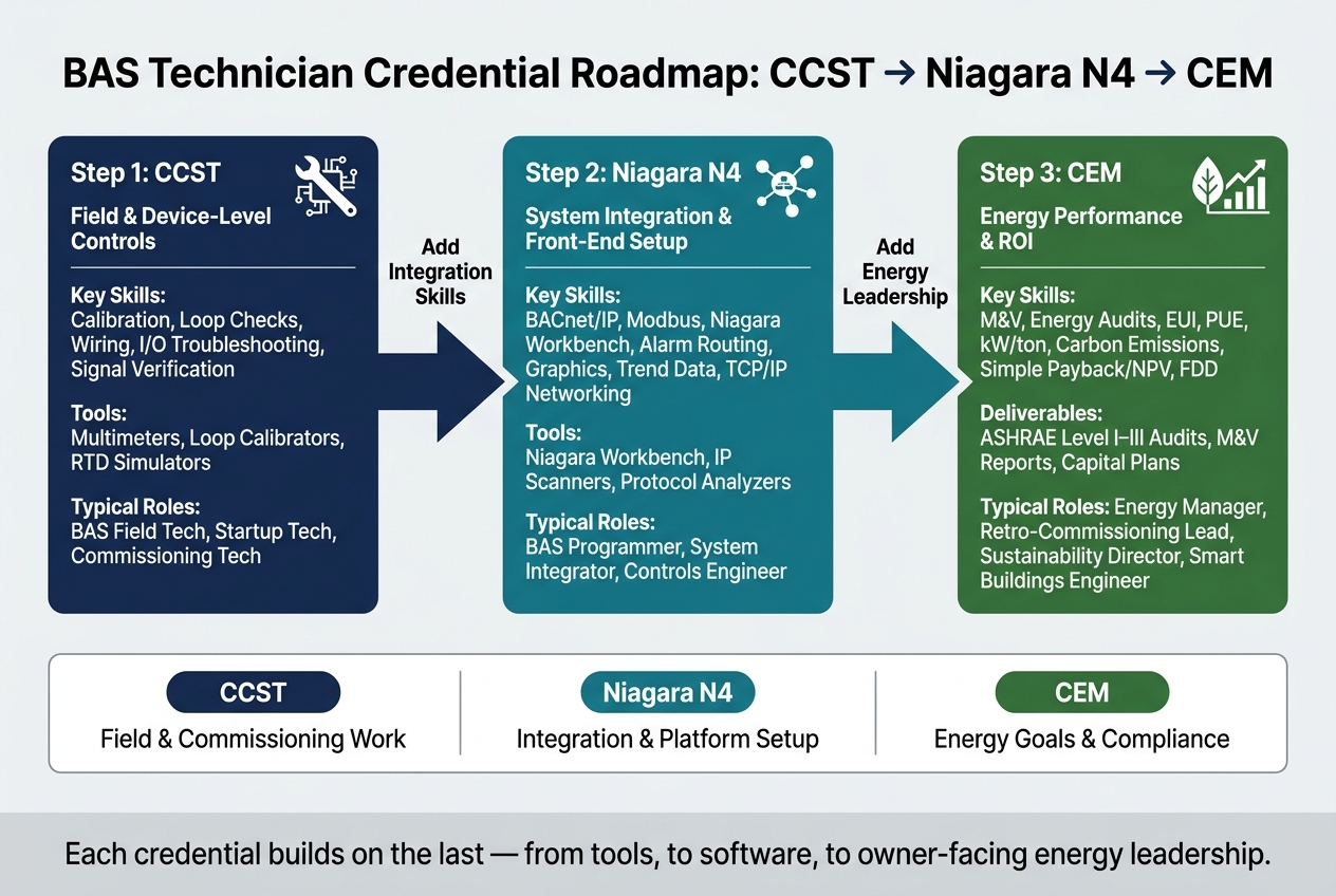 BAS Credential Roadmap: CCST → Niagara N4 → CEM