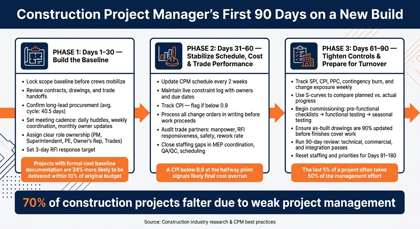 Construction PM's First 90 Days: The 30-60-90 Day Action Plan
