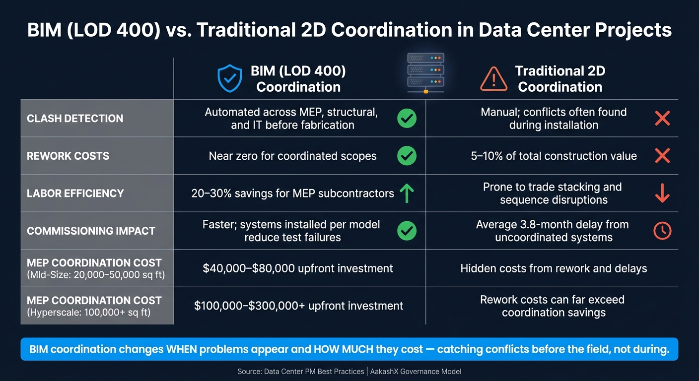 BIM vs. Traditional 2D Coordination in Data Center Projects