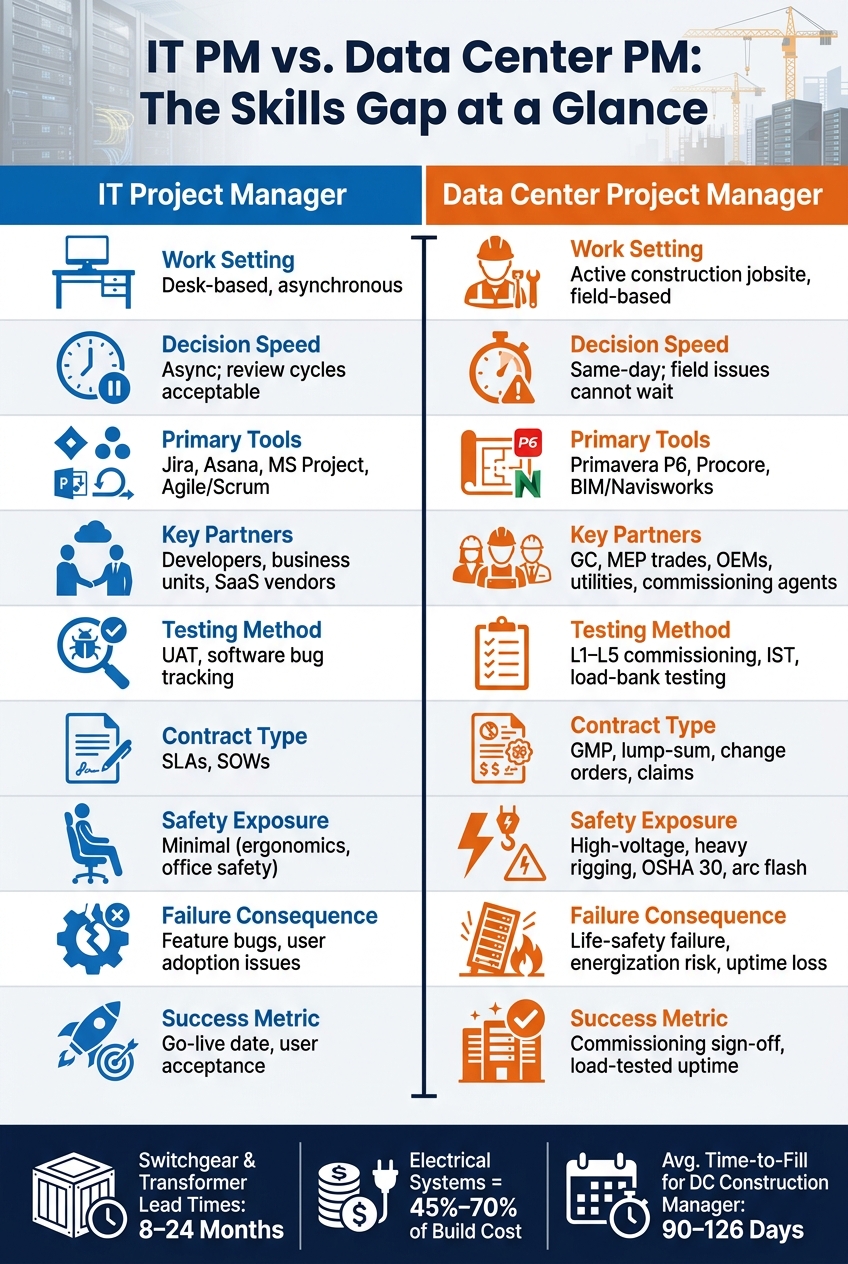 IT PM vs. Data Center PM: Skills Gap Comparison