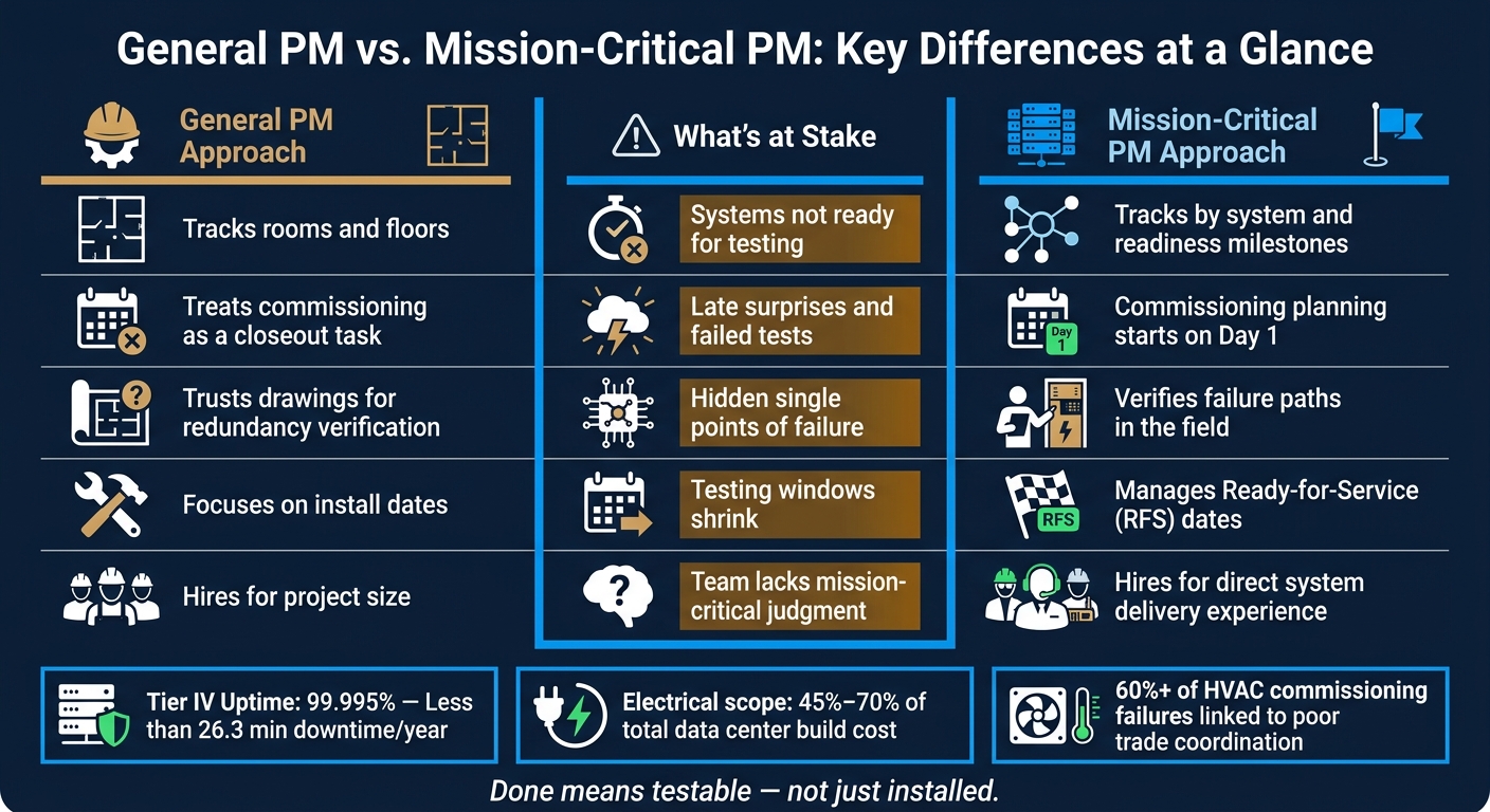 General PM vs. Mission-Critical PM: Key Differences at a Glance