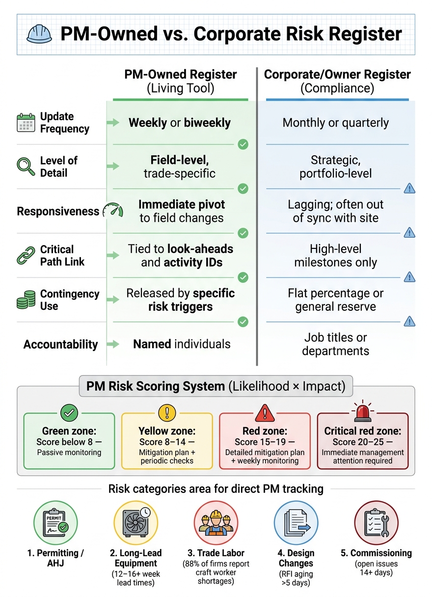 PM-Owned vs. Corporate Risk Register: Key Differences for Construction Projects