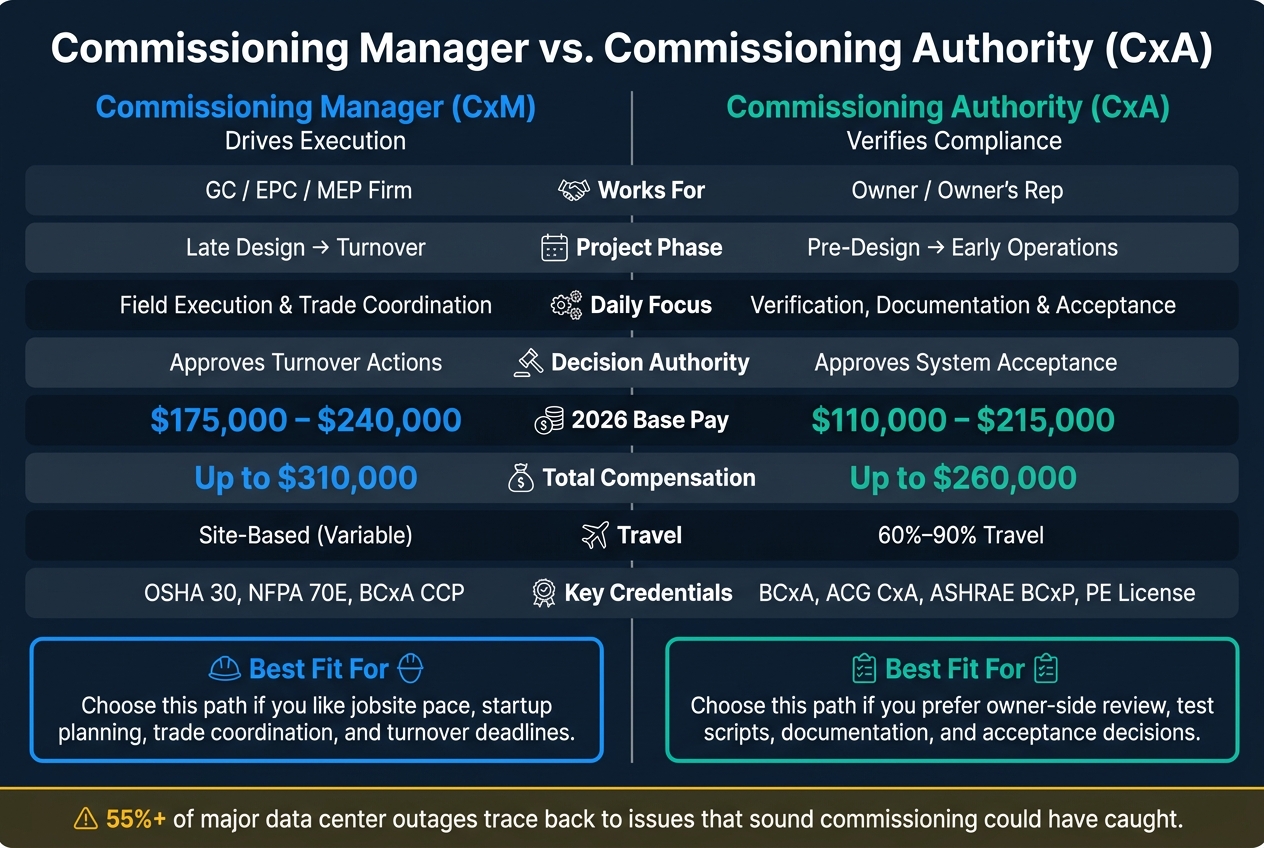 Commissioning Manager vs CxA: 2026 Salary, Role & Career Comparison