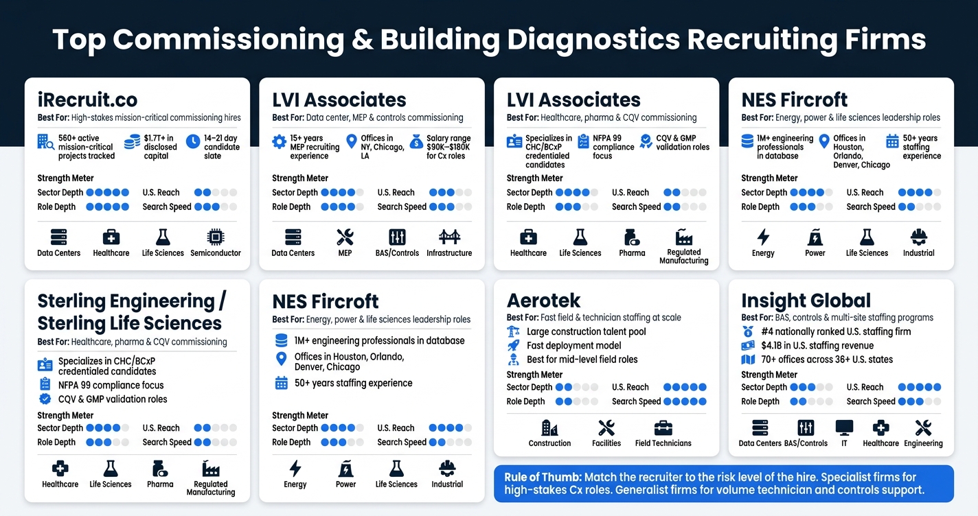 Top Commissioning Recruiting Firms Compared: Sector Fit, Role Depth & Reach