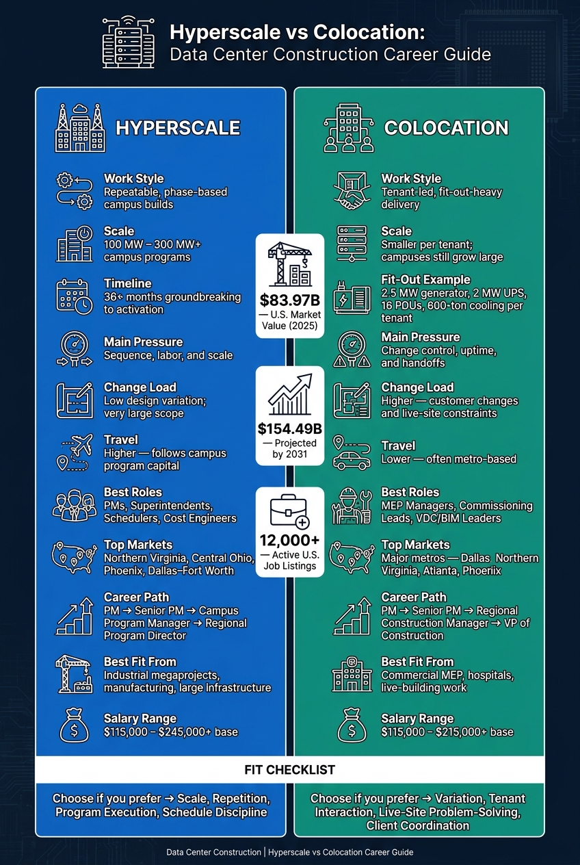 Hyperscale vs Colocation Data Center Construction: Career Comparison Guide