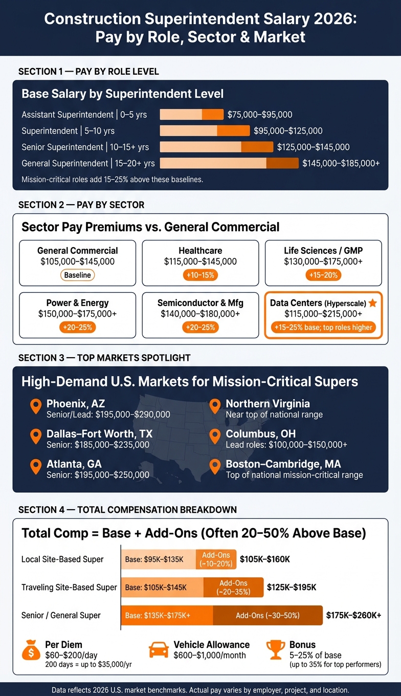 Construction Superintendent Salary Guide 2026: Pay by Role, Sector & Market
