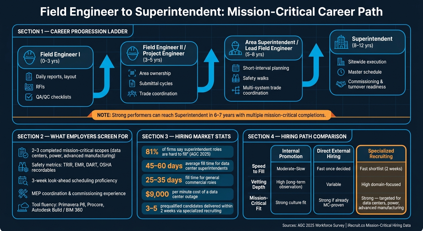 Field Engineer vs. Superintendent: Career Path & Requirements on Mission-Critical Projects