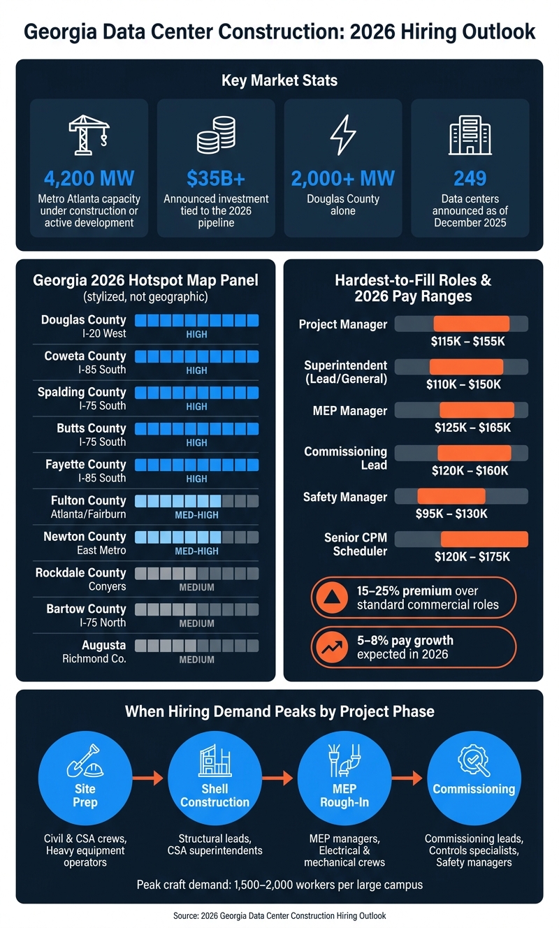 Georgia Data Center Construction: 2026 Hiring Outlook by County & Role