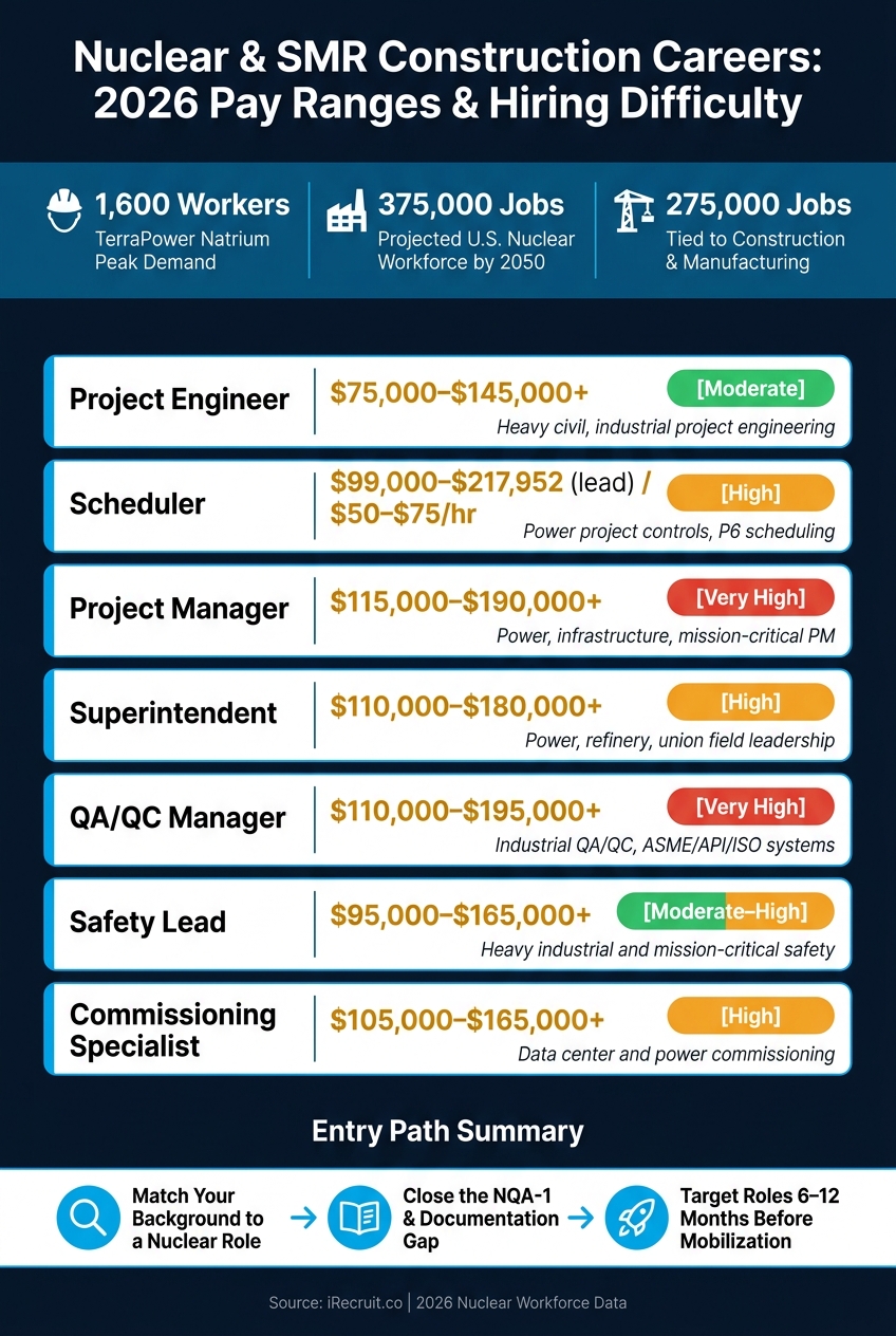 Nuclear & SMR Construction Roles: 2026 Pay Ranges & Hiring Difficulty